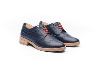 brogue brock classic shoes souliers chaussures cuir marine bleu navy blue leather nude handmade canada montreal