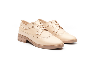 brogue brock classic shoes souliers chaussures cuir beige leather nude handmade canada montreal