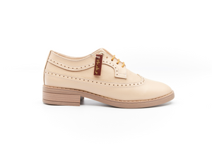 brogue brock classic shoes souliers chaussures cuir beige leather nude handmade canada montreal