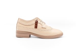 brogue brock classic shoes souliers chaussures cuir beige leather nude handmade canada montreal comfortable