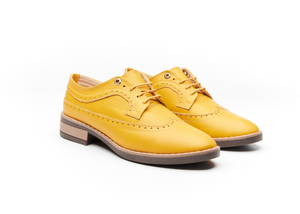 brogue brock chaussure soulier cuir leather yellow jaune montreal canada