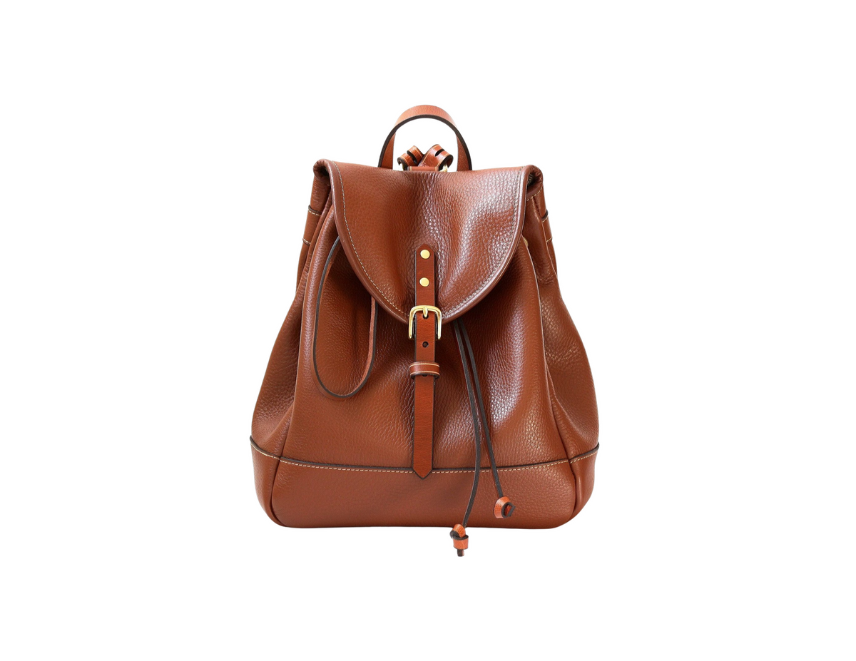 Brown leather outlet backpack handbag