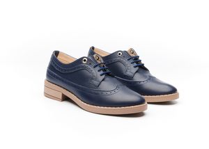 brogue brock chaussures classique classic souliers chaussures cuir marine bleu marine cuir nu fait main canada montreal