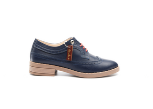 brogue brock chaussures classiques souliers chaussures cuir marine bleu marine cuir fait main canada montreal