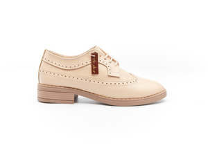 brogue brock classic shoes souliers chaussures cuir beige leather nude handmade canada montreal