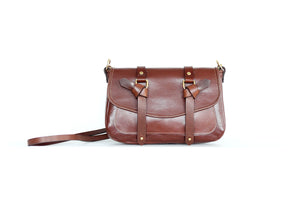 clutch bag crossbody handbag made in canada montreal cognac brown leather flechr kimberly Fletcher kim