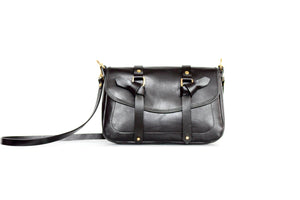 clutch bag crossbody handbag made in canada montreal smooth black leather flechr kimberly Fletcher kim