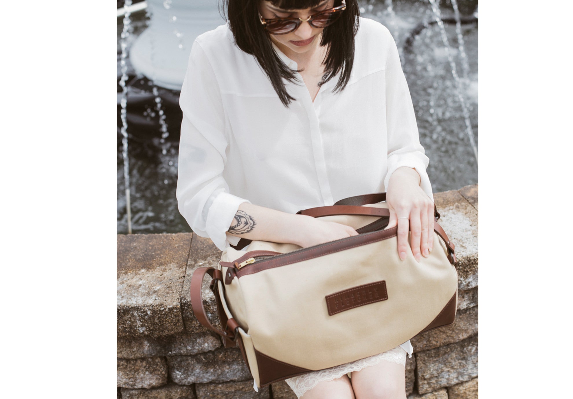 canvas and leather carry on light travel bags handmade in Canada Montreal Designer handbags Kimberly Fletcher
