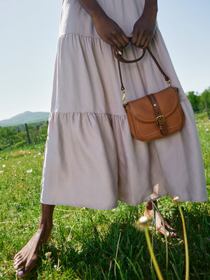 petit sac cuir tabac marron small leather bag handbag crossbody montreal canada