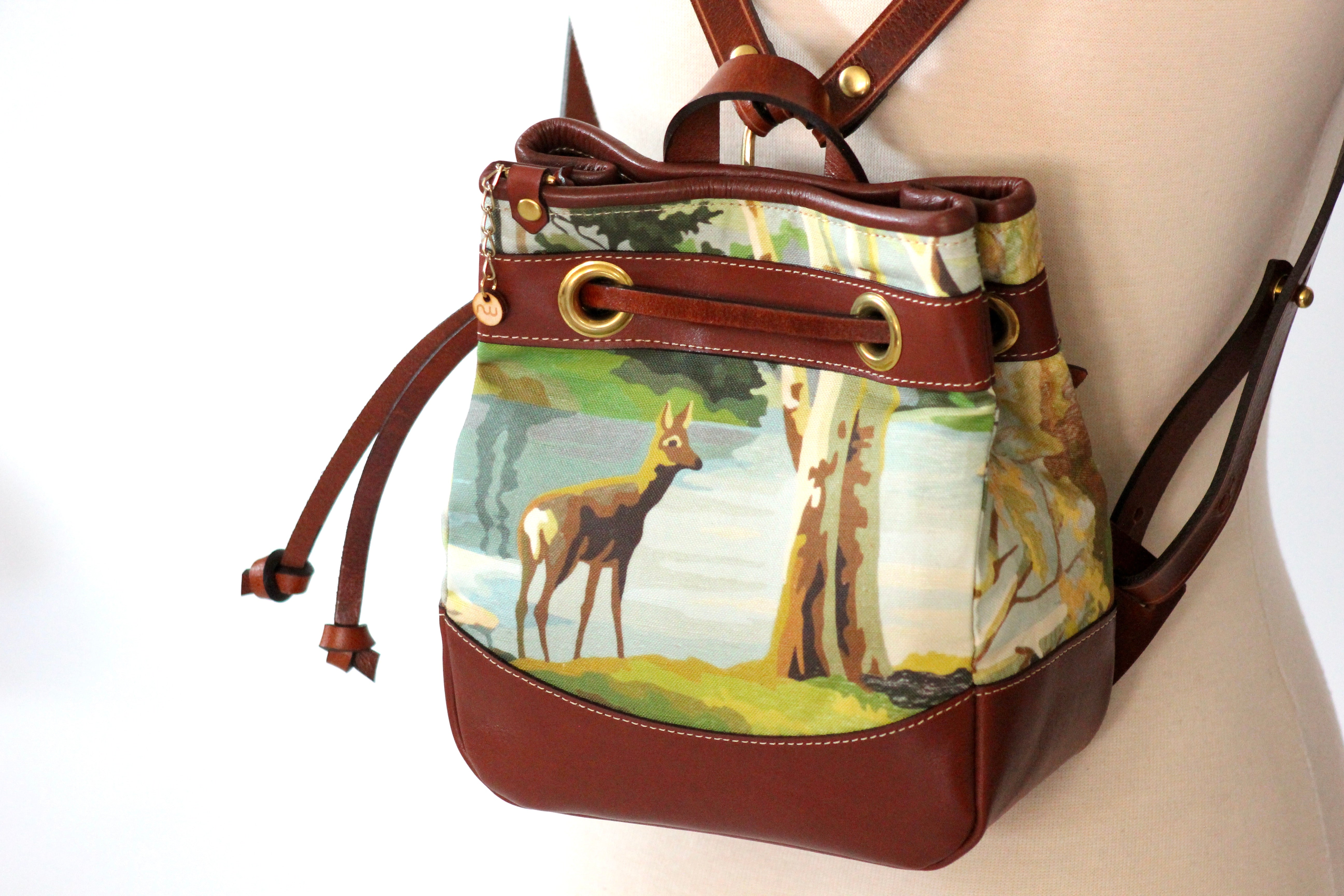 Handmade leather small backpack bambi mtl quebec