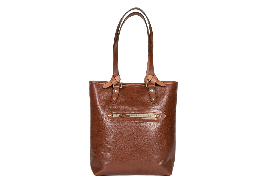 Leather Signature Handbag made in Canada By Designer Kim Fletcher Brown leather goods tote bag market bag