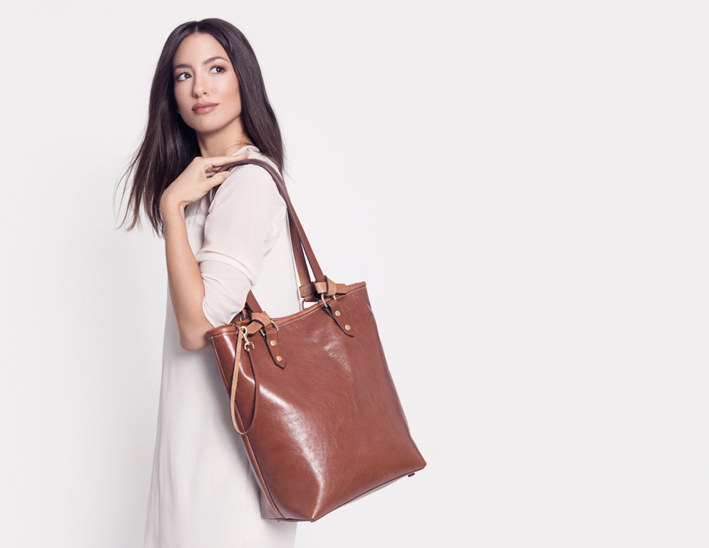 Women handbag brown leather tote bag market bag luxury designer handmade bags in MTL Canada