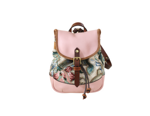 small floral backpack pink leather bag handmade in Montreal Canada Kimberly Fletcher designer leather goods