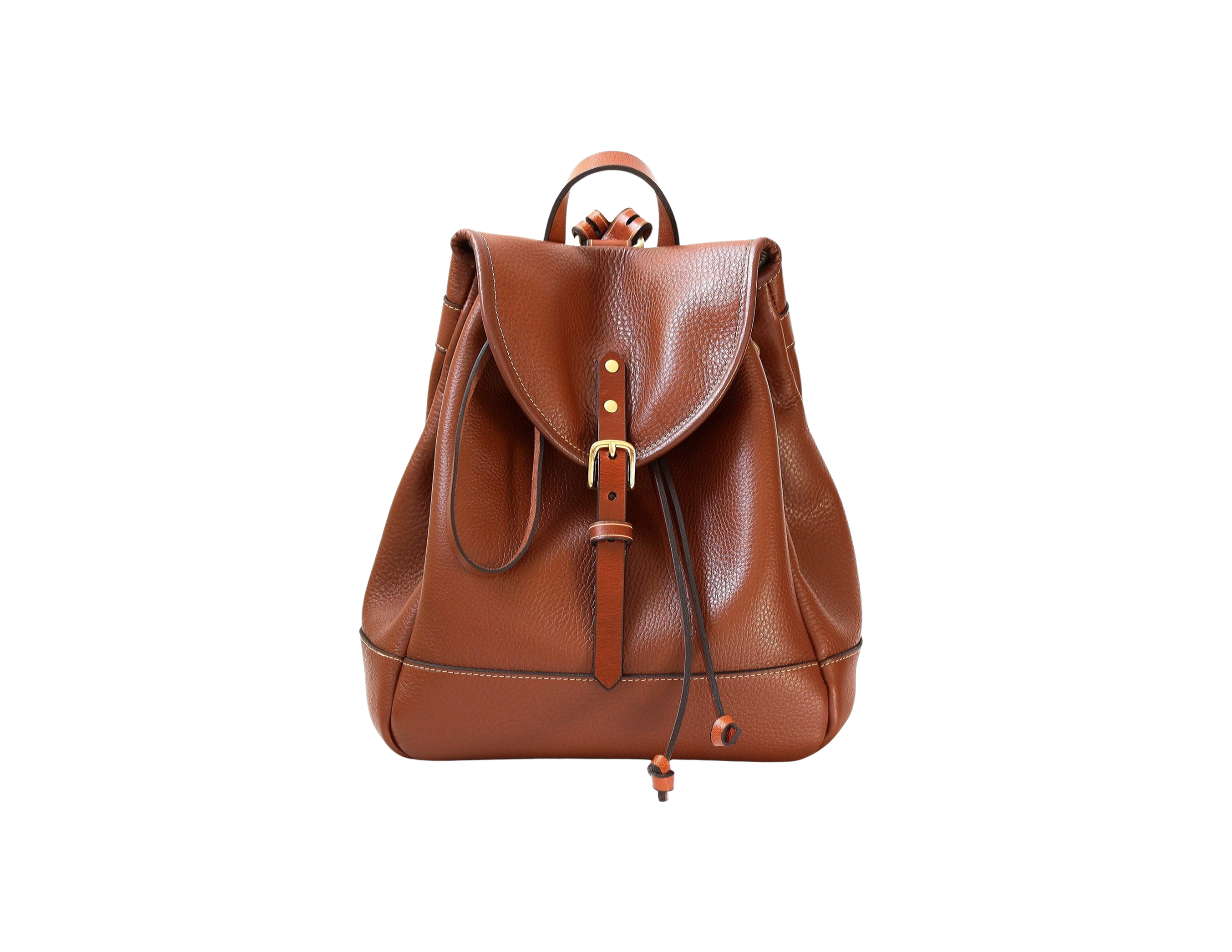 Brown leather backpack handmade in Montreal Canada By luxury leather goods designer Kimberly Fletcher